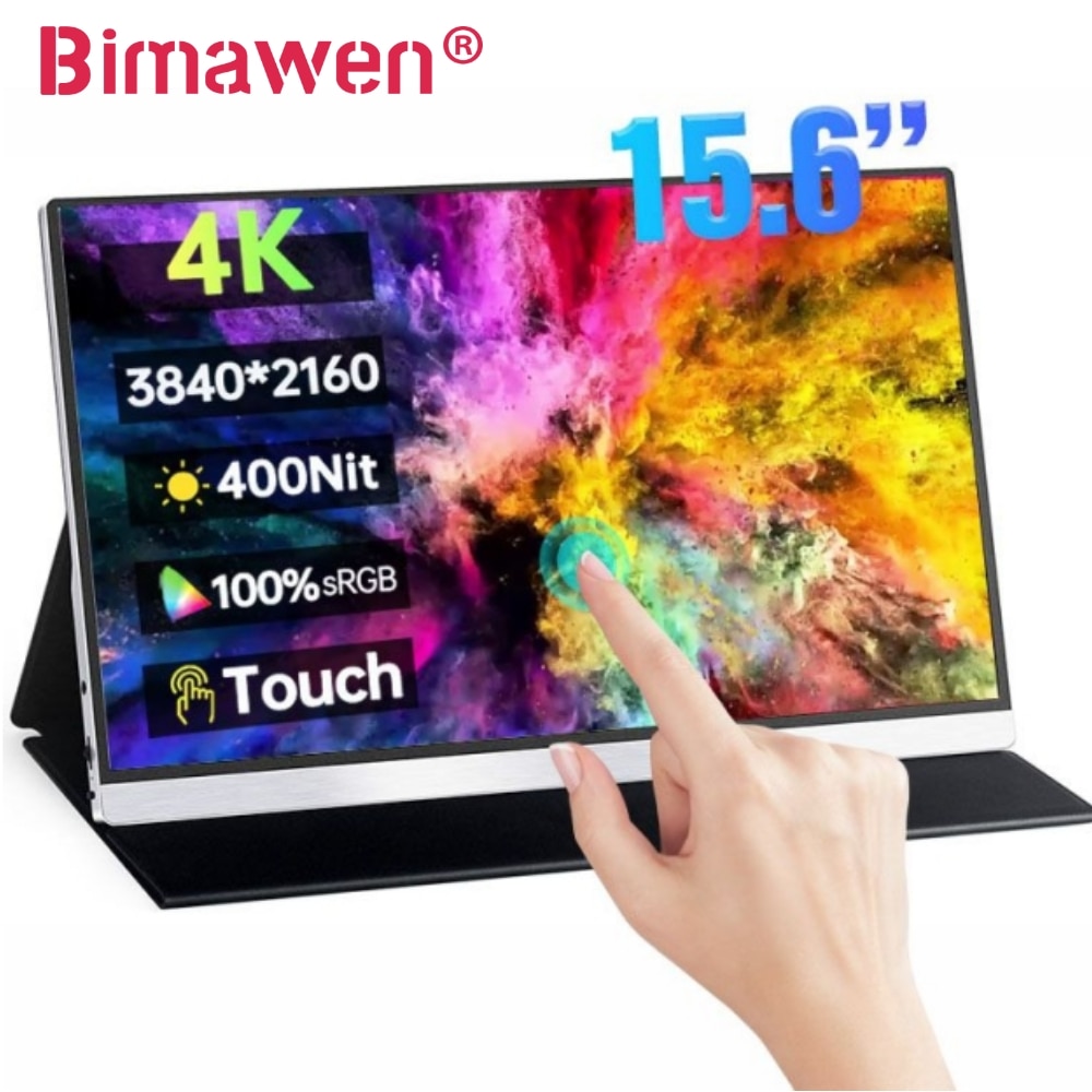 Bimawen ޴ ġ ũ  100%,  RGB HDR ÷, UHD USB-C HDMI Ʈ , PS4/5 Xbox ġ, 15.6 ġ, 4K